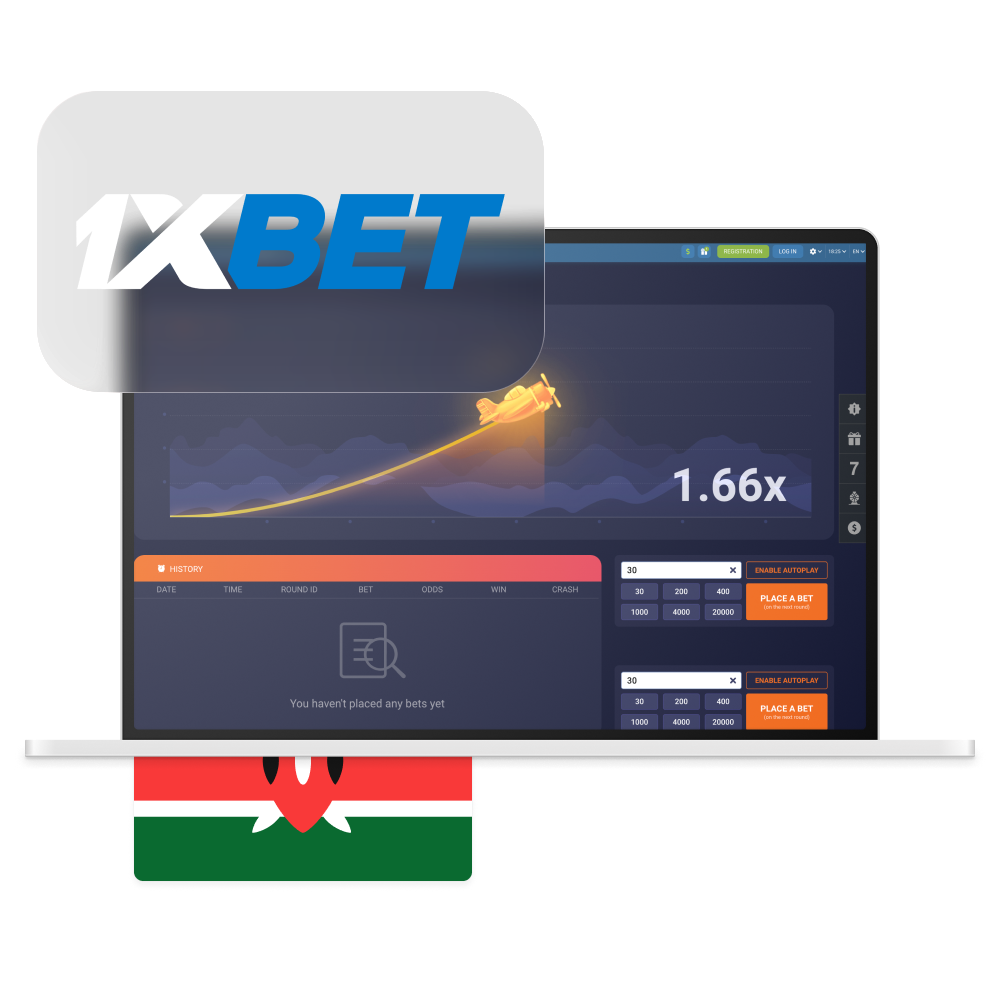 Play Aviator original crash game online at 1xBet Kenya.