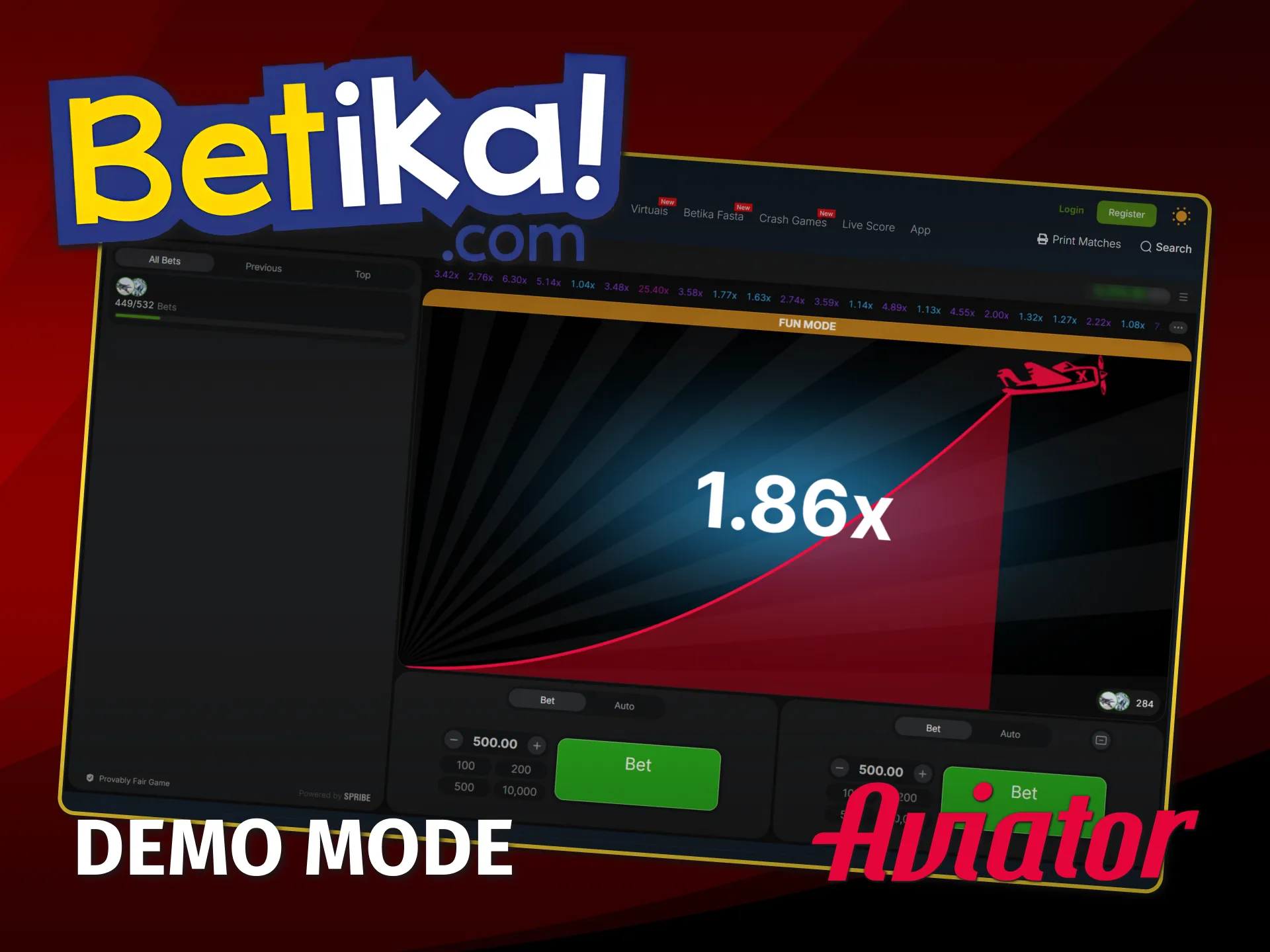 Practice wiining at Betika Aviator playing demo mode in Kenya.