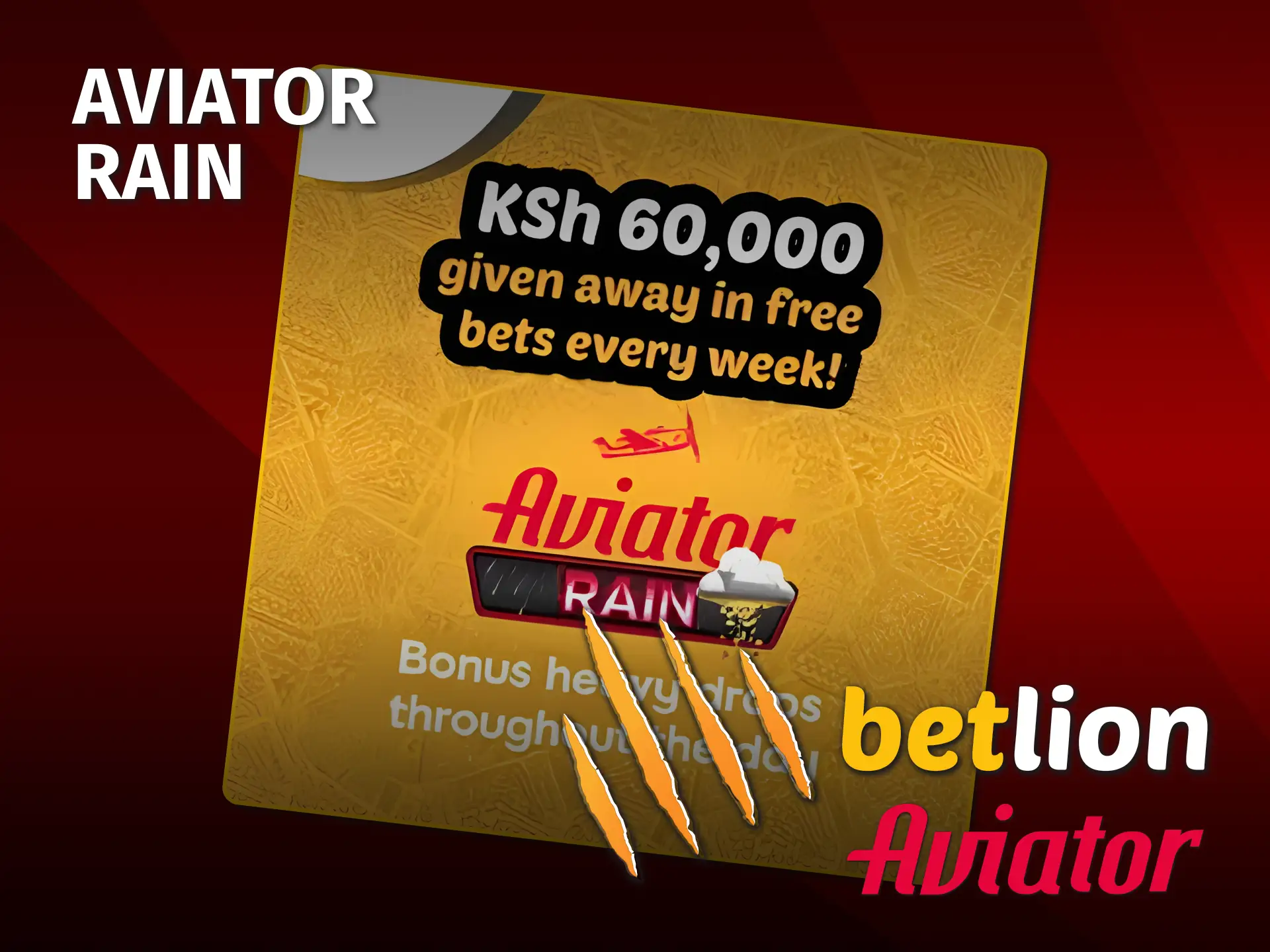 Claim Aviator Rain free bonus on BetLion Kenya official website.