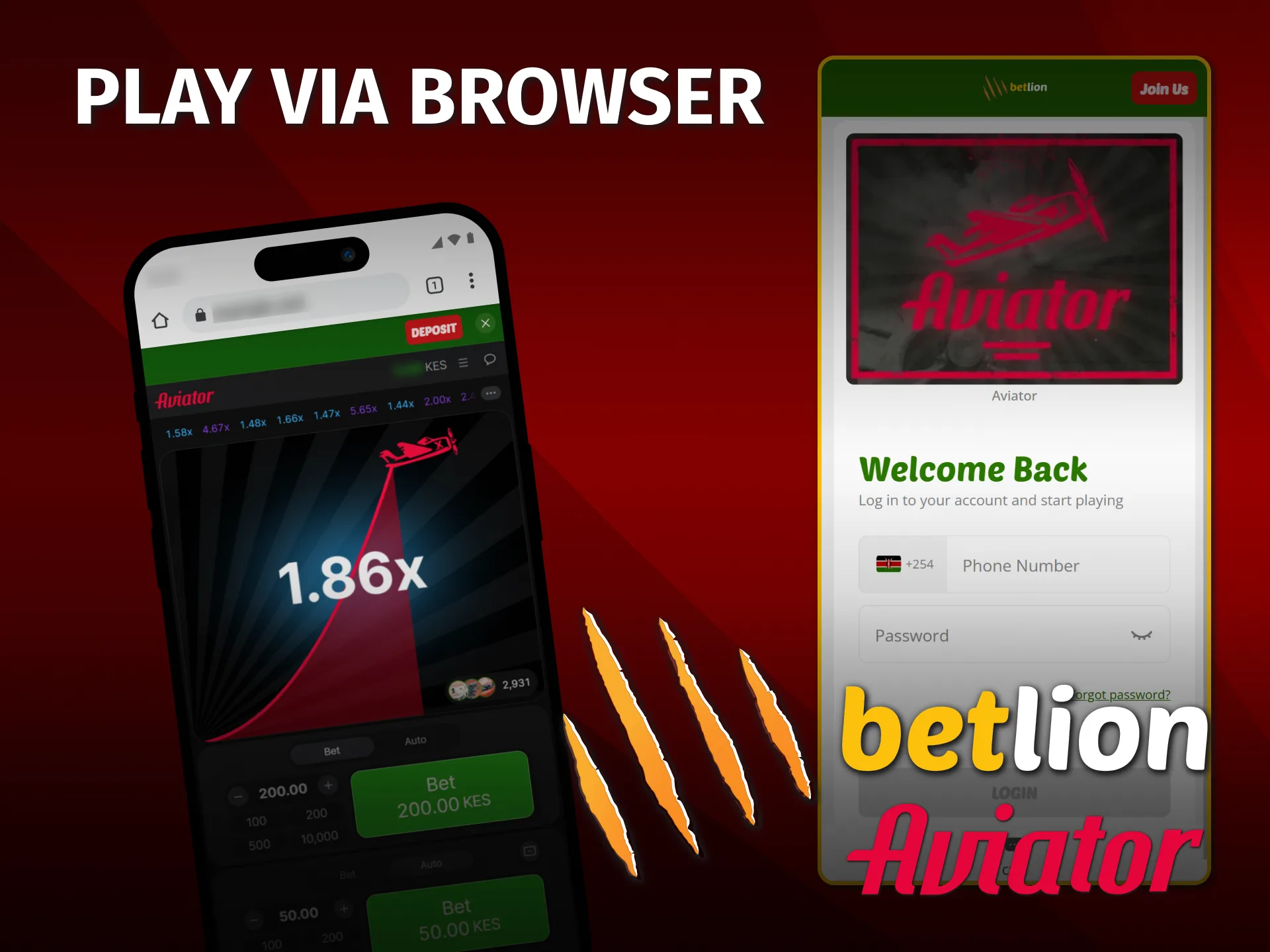 Play BetLion Aviator game instantly via mobile browser in Kenya.
