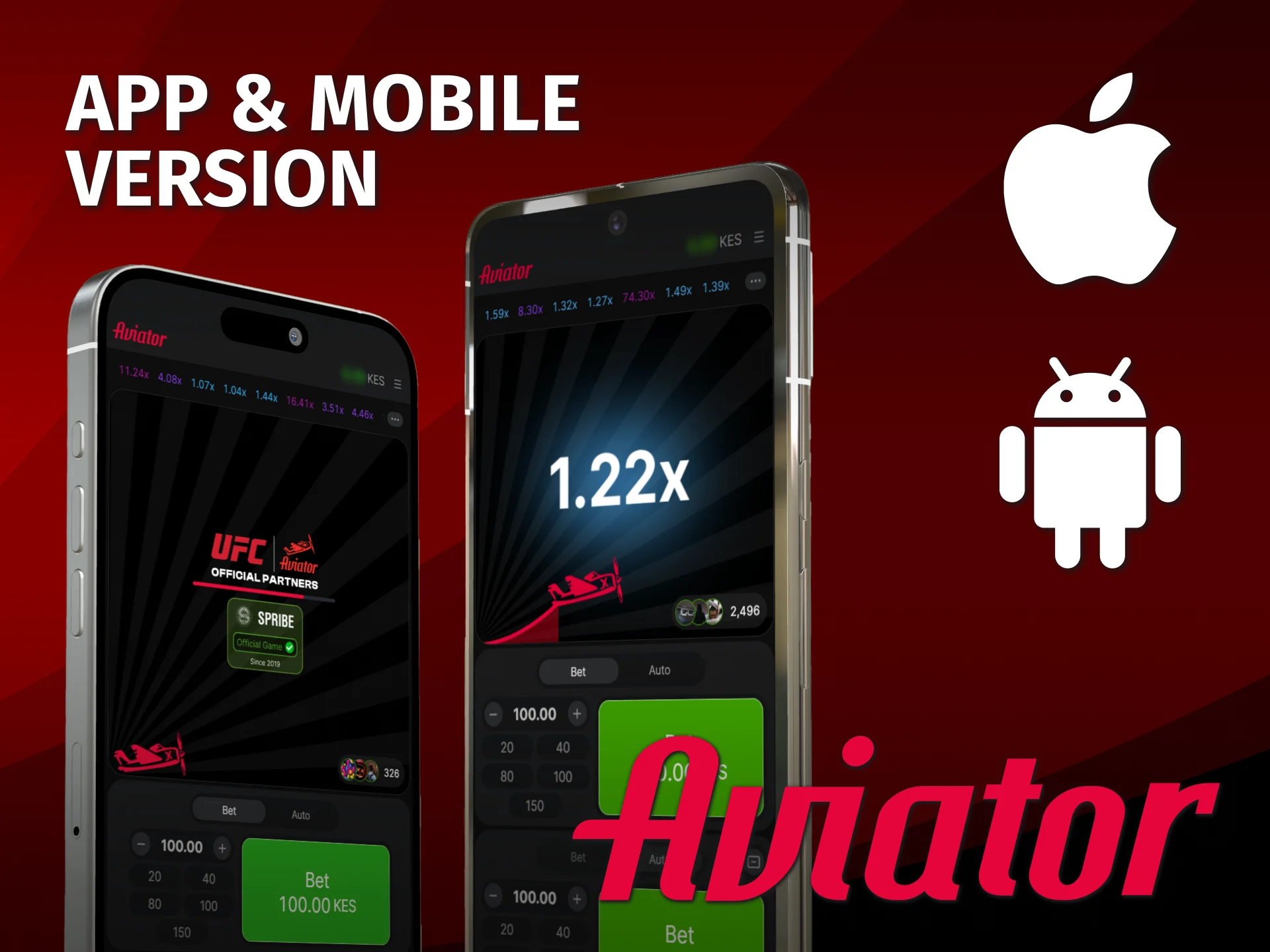 Choose the free Aviator app or mobile browser in Kenya.