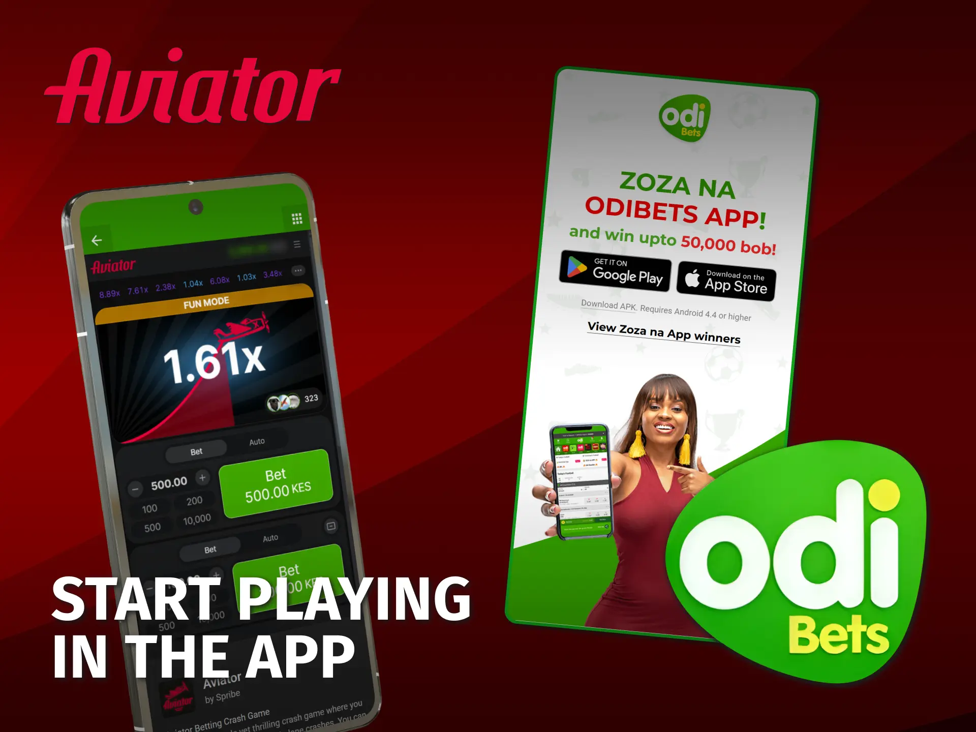 Download the Aviator app and start betting on Odibet Kenya.