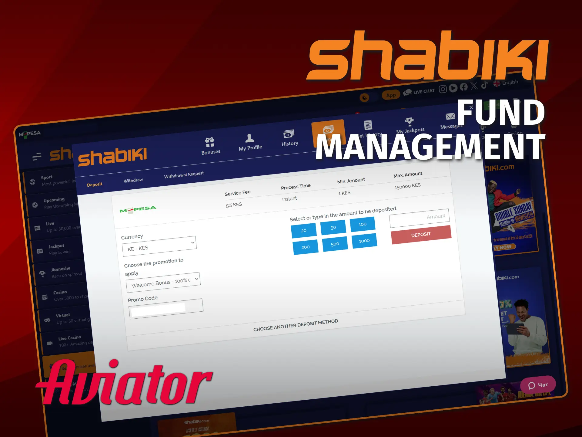 Fund your Aviator account before withdrawal at Shabiki Kenya official.