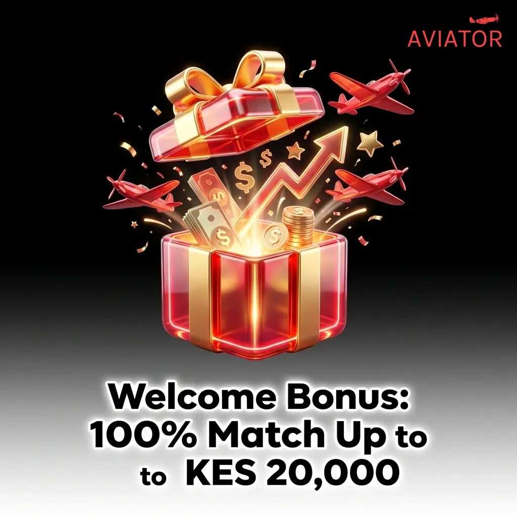 New players get 100% match bonus up to KES 20,000 on first deposit for casino games including Aviator