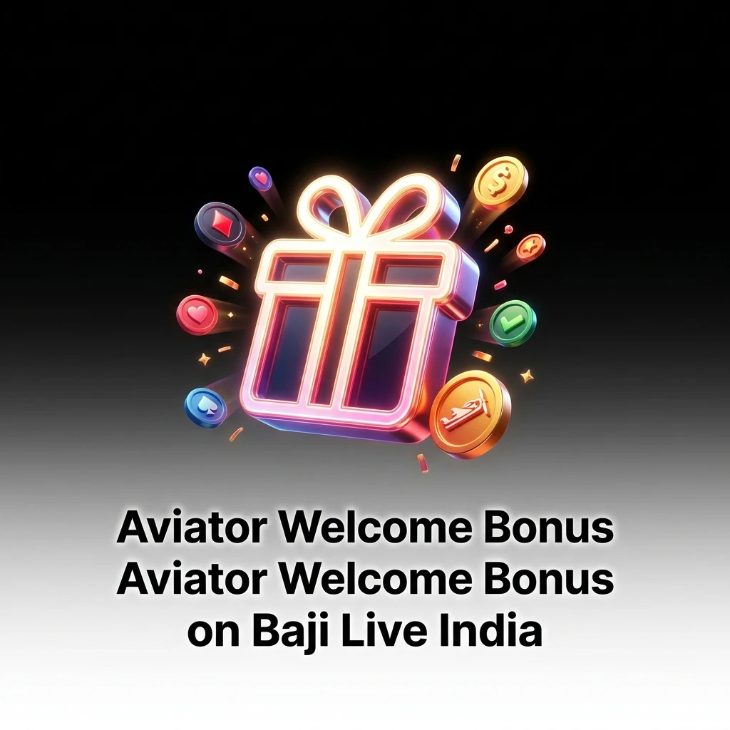 Baji Live welcome bonus for Aviator players in India showing 100% deposit match and free spins offers